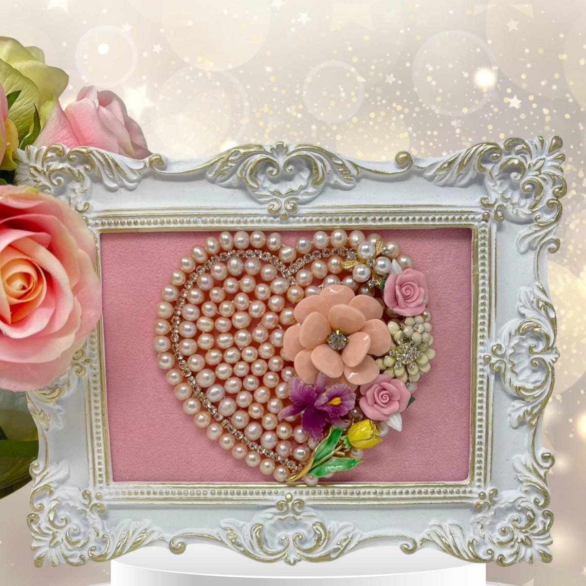 Eternal Grace" Handcrafted Heart Frame with Velvet Backing