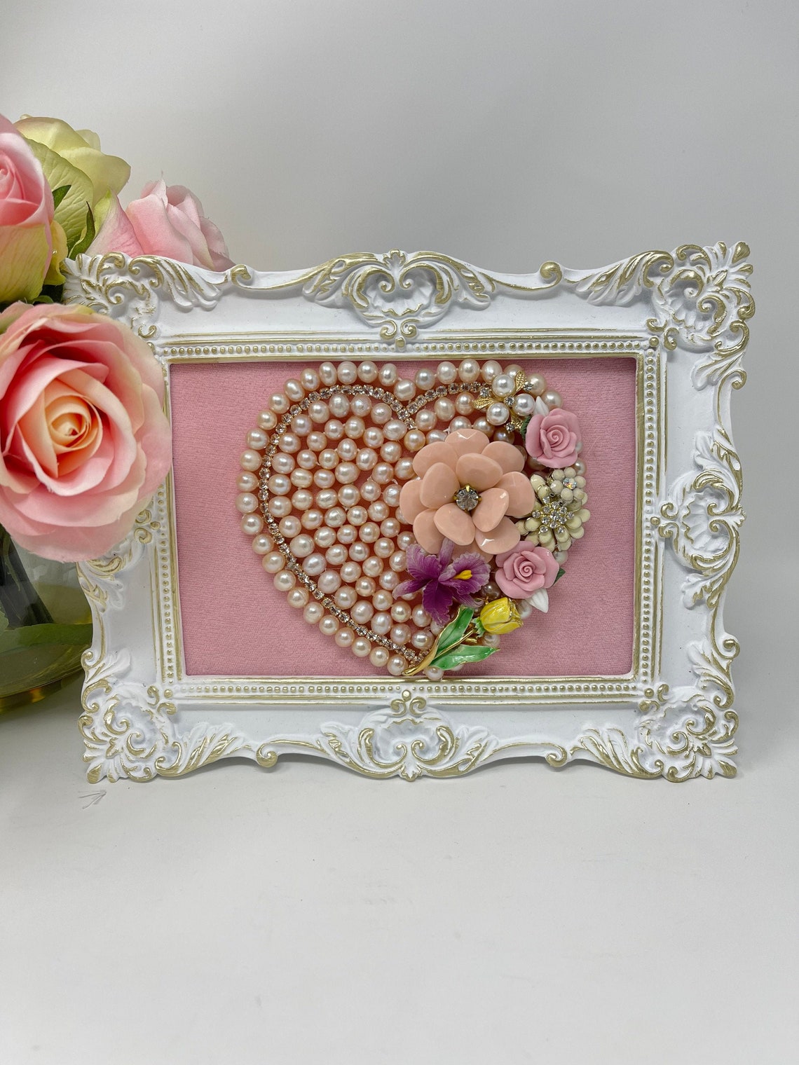 Eternal Grace" Handcrafted Heart Frame with Velvet Backing