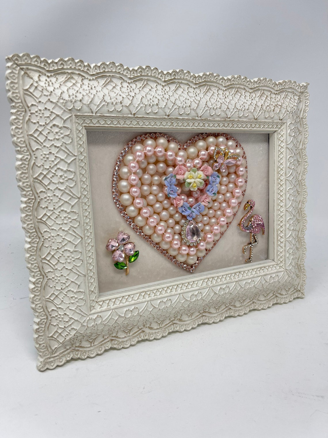 Eternal Grace" Handcrafted Heart Frame with Velvet Backing