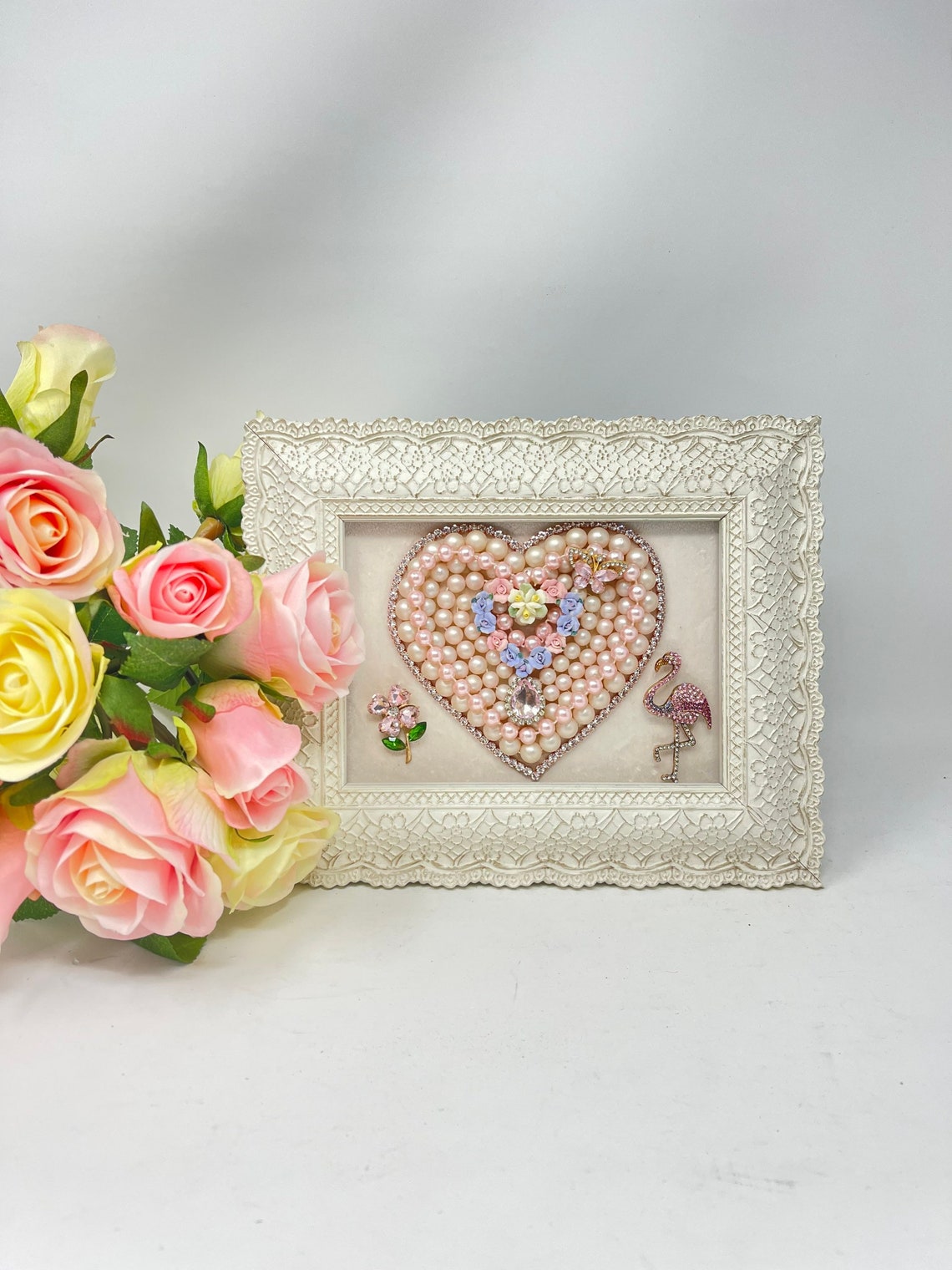 Eternal Grace" Handcrafted Heart Frame with Velvet Backing