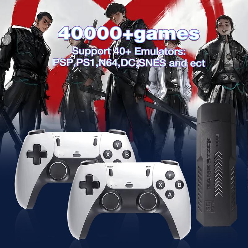 2025 Newest Retro Game Console Stick with 4K HDMI Games Upgrade Dual 2.4G Wireless Two Controllers