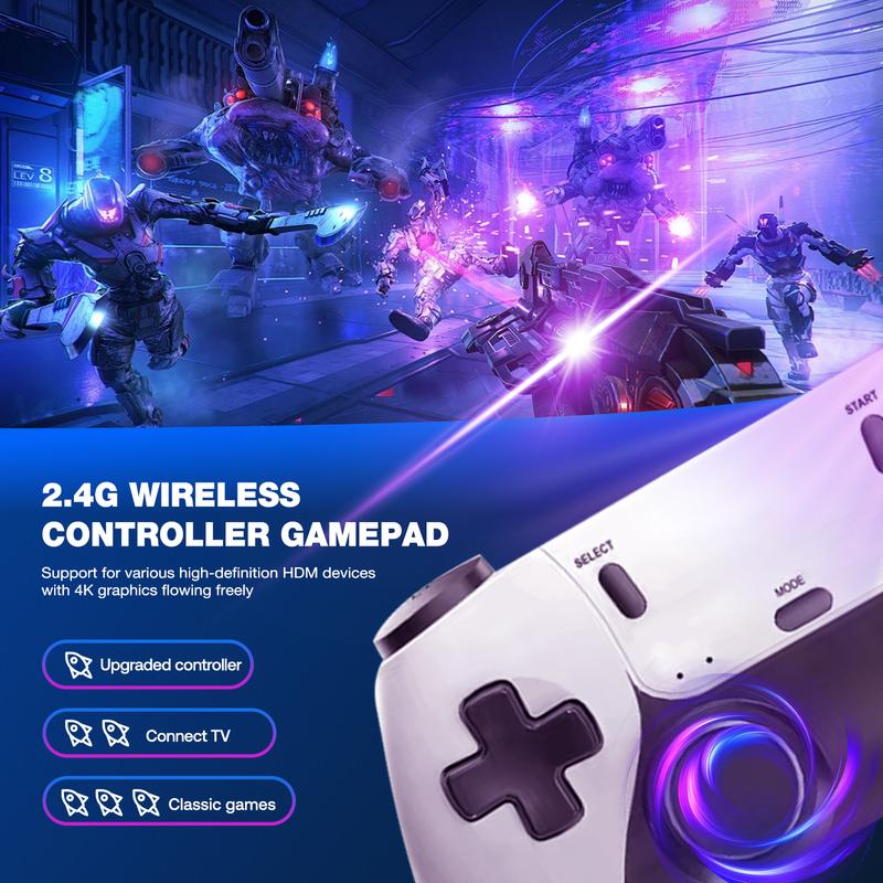 2025 Newest Retro Game Console Stick with 4K HDMI Games Upgrade Dual 2.4G Wireless Two Controllers