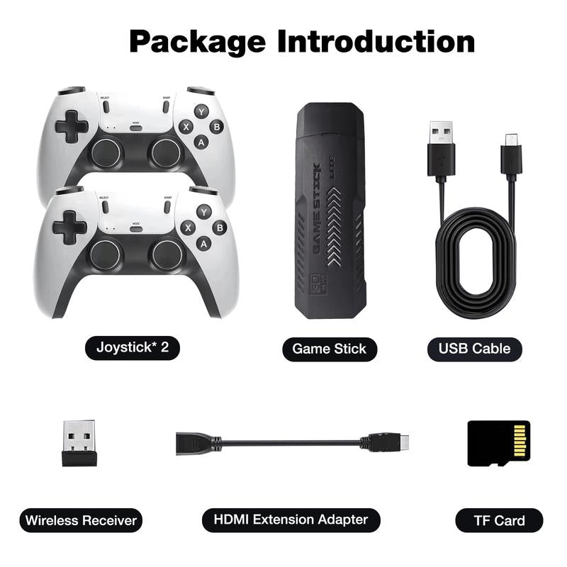 2025 Newest Retro Game Console Stick with 4K HDMI Games Upgrade Dual 2.4G Wireless Two Controllers
