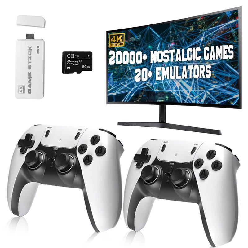 2025 Newest Retro Game Console Stick with 4K HDMI Games Upgrade Dual 2.4G Wireless Two Controllers