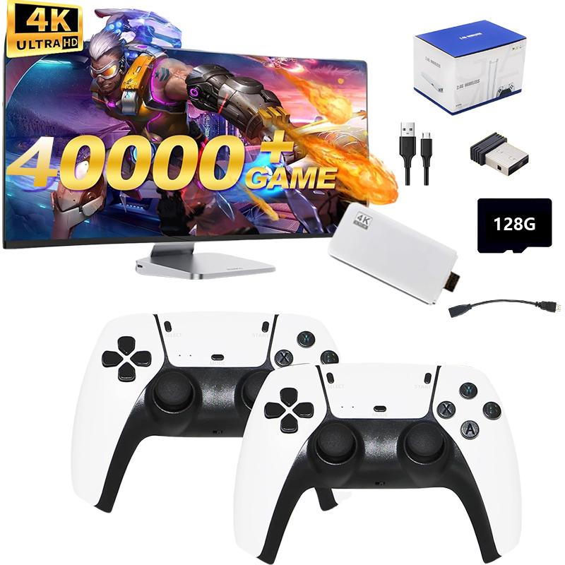2025 Newest Retro Game Console Stick with 4K HDMI Games Upgrade Dual 2.4G Wireless Two Controllers