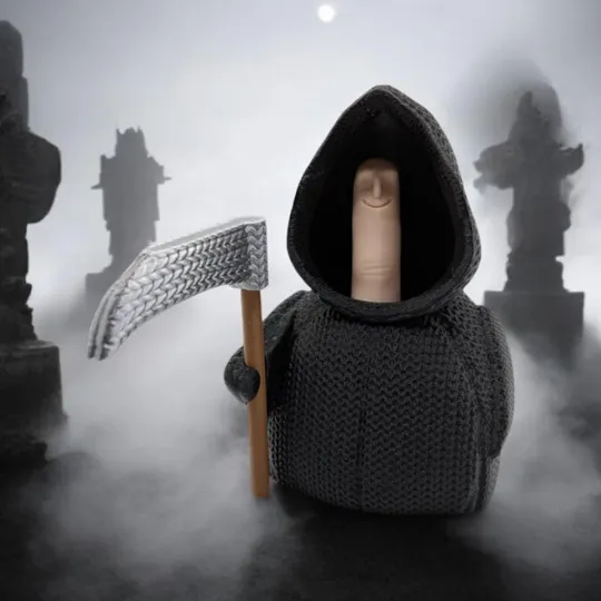 🤣Funny Middle Finger Knitted Grim Reaper Statue