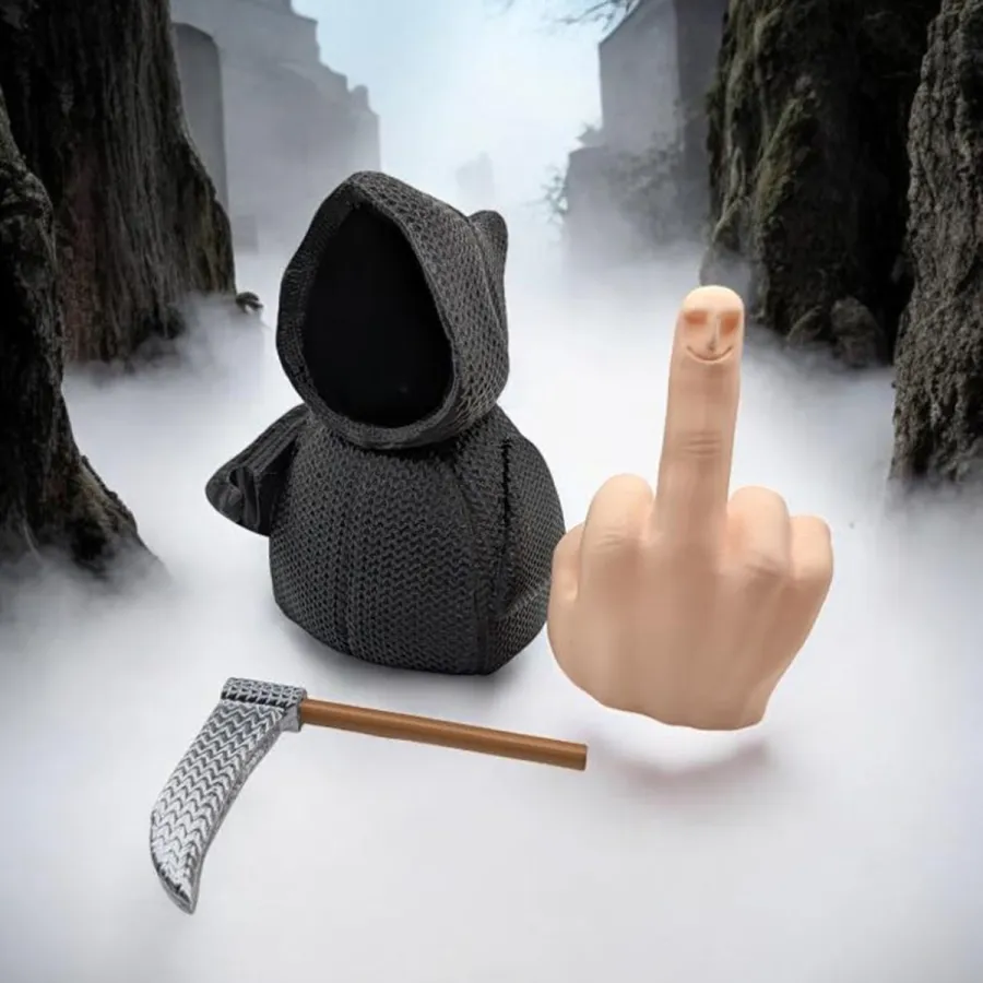 🤣Funny Middle Finger Knitted Grim Reaper Statue