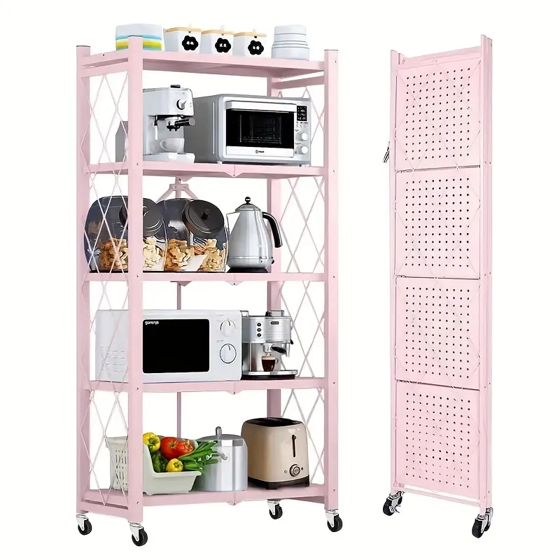 💥Warehouse Clearance💥Foldable Metal Storage Shelves-Heavy Duty on Wheels