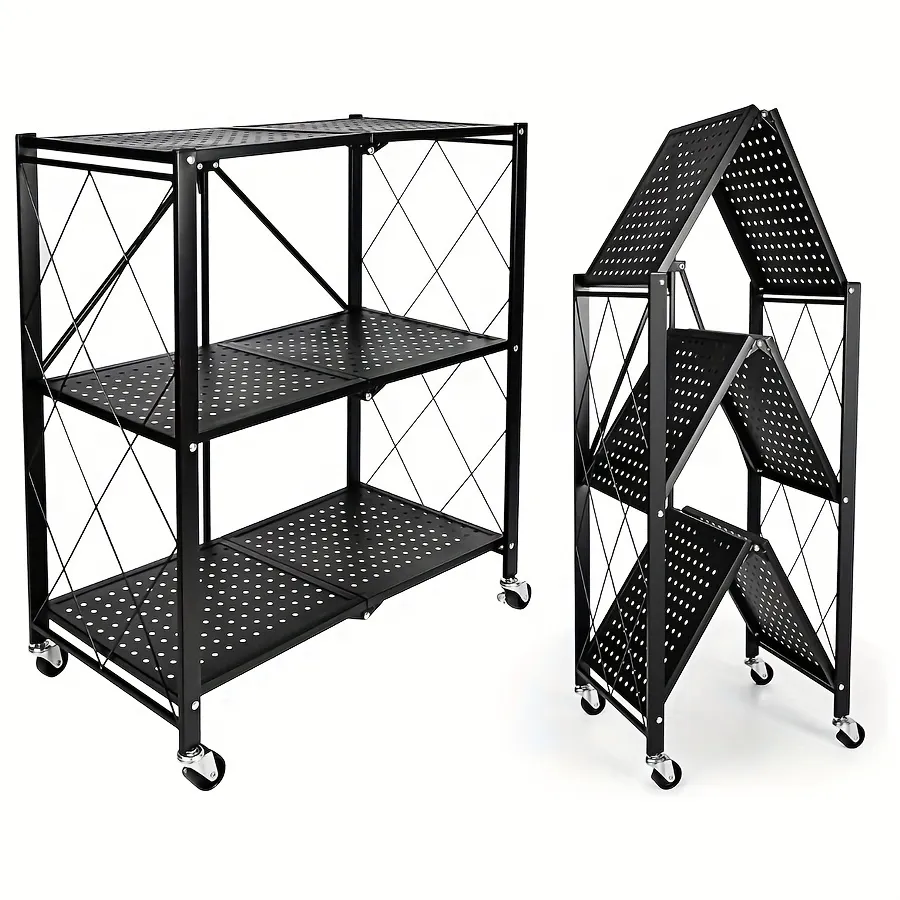 💥Warehouse Clearance💥Foldable Metal Storage Shelves-Heavy Duty on Wheels