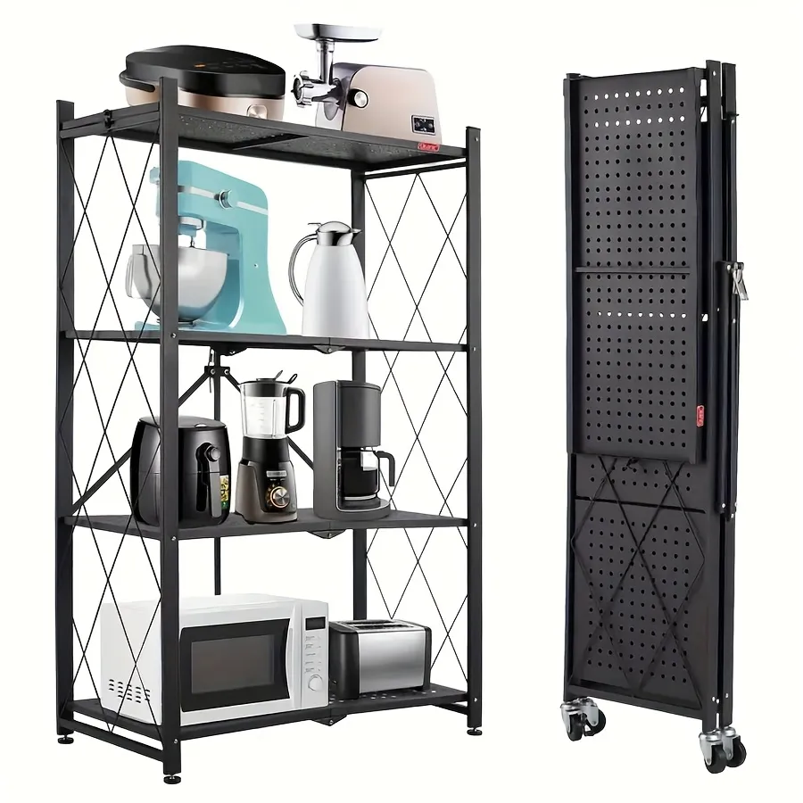 💥Warehouse Clearance💥Foldable Metal Storage Shelves-Heavy Duty on Wheels