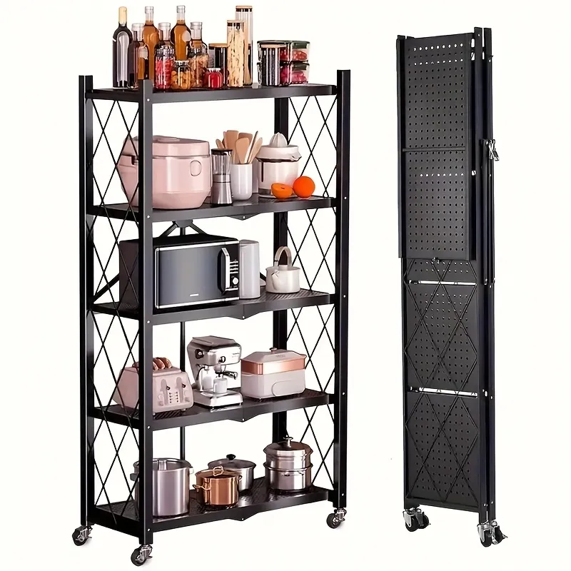 💥Warehouse Clearance💥Foldable Metal Storage Shelves-Heavy Duty on Wheels