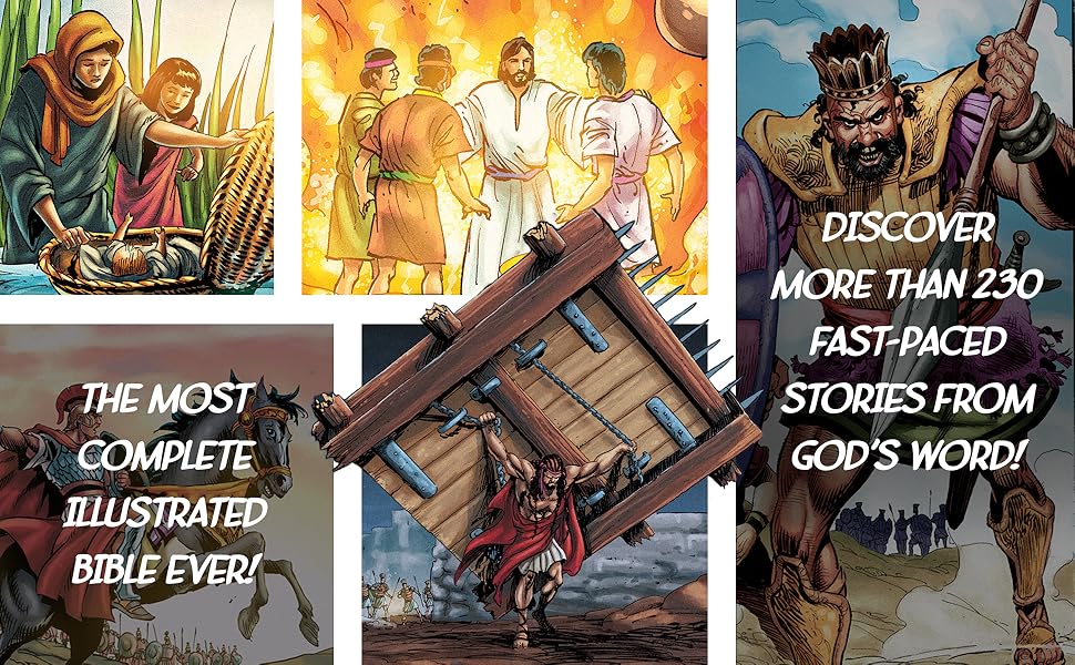 Discover more than 230 fast-paced stories from God's Word! The most complete illustrated bible ever!