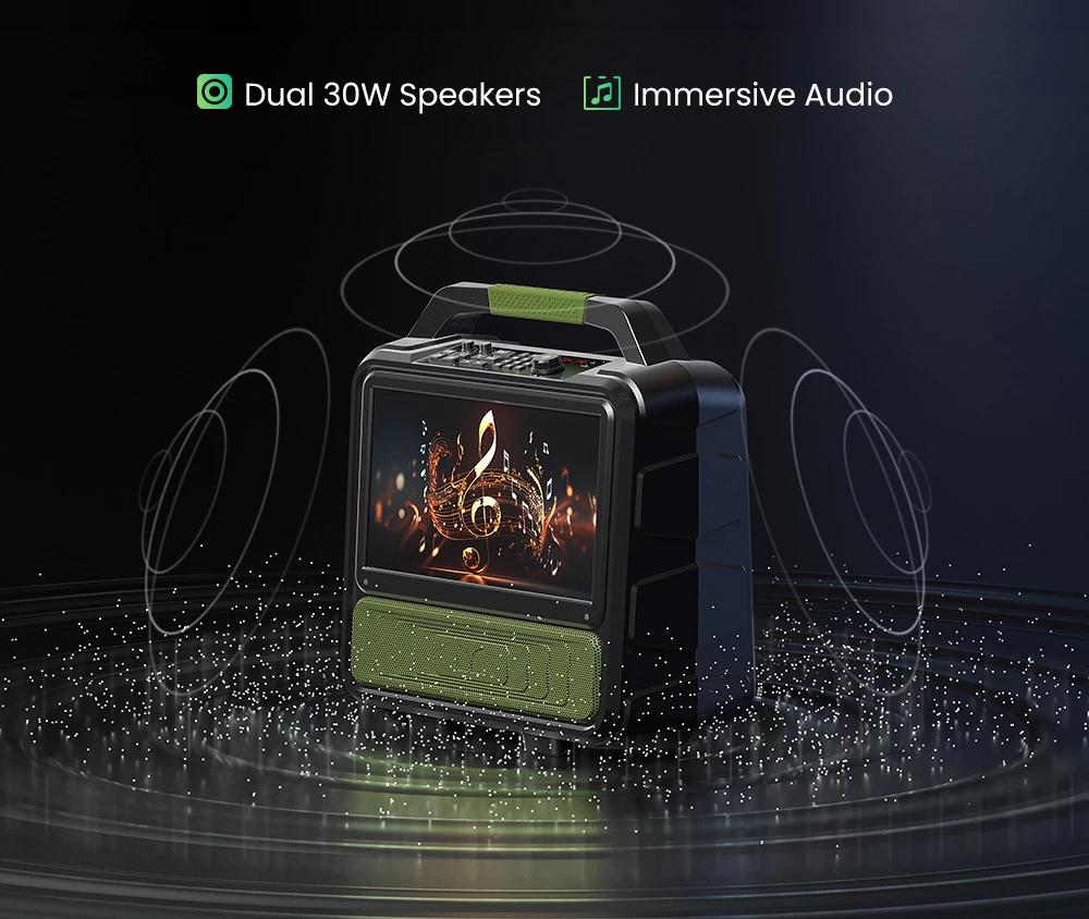 Monster Vmay Bluetooth Speaker with Built-in LCD TV, 15.6&rdquo; Full HD Screen, 60W Audio, 8 Hours Video Playback, 25 Hours Audio Playback