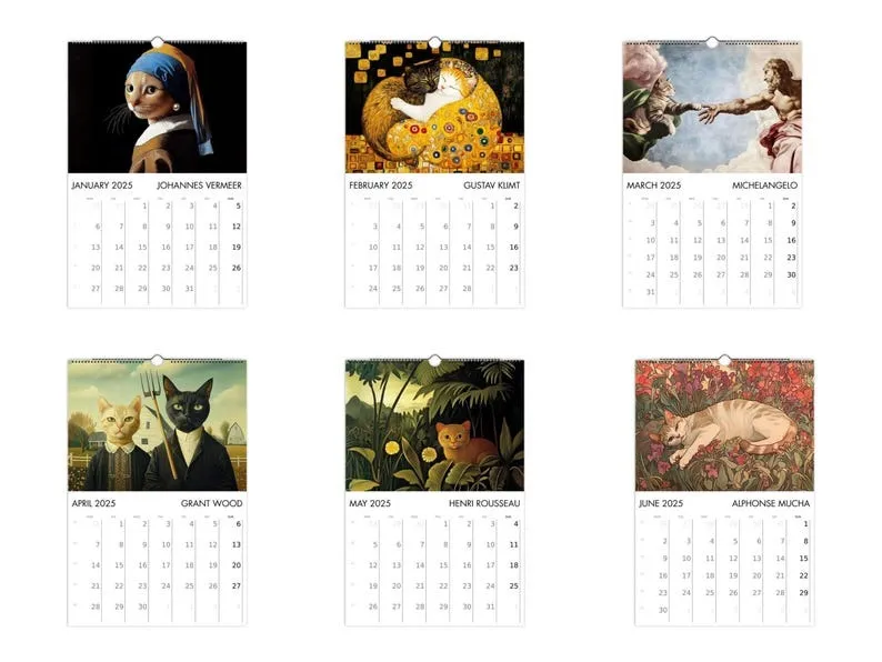 🎨2025 Cats in Art Wall Calendar