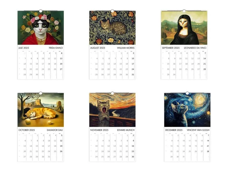 🎨2025 Cats in Art Wall Calendar