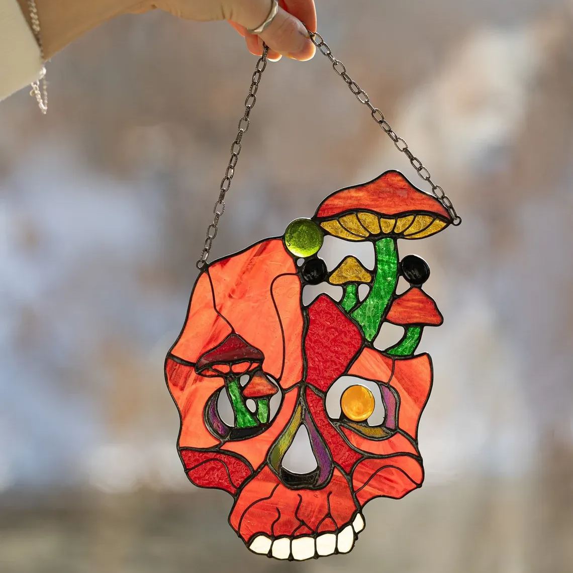 Halloween Scary Skull Poison Umbrella Light Catcher