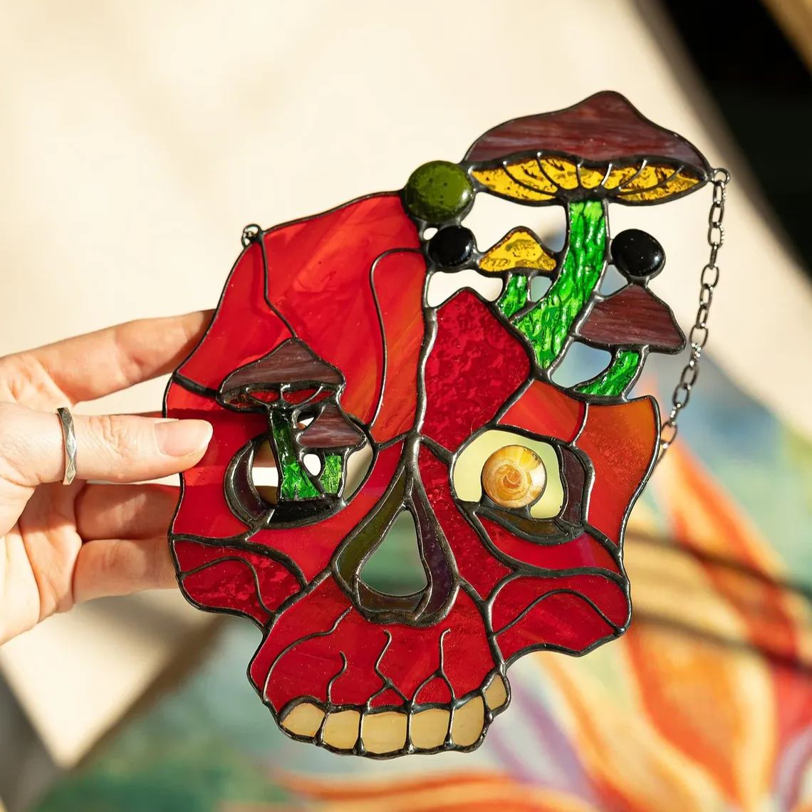 Halloween Scary Skull Poison Umbrella Light Catcher