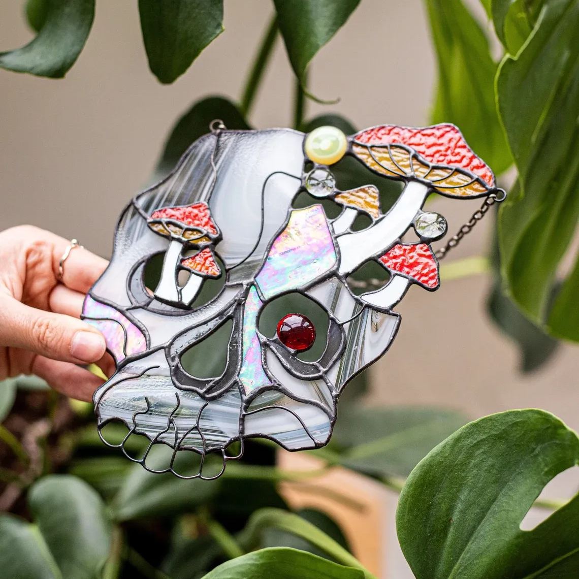 Halloween Scary Skull Poison Umbrella Light Catcher
