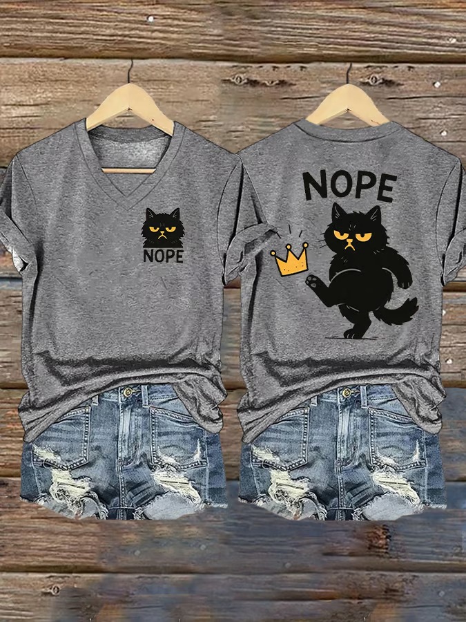 Women's No Kings In America Cat Crown Graphic Tee
