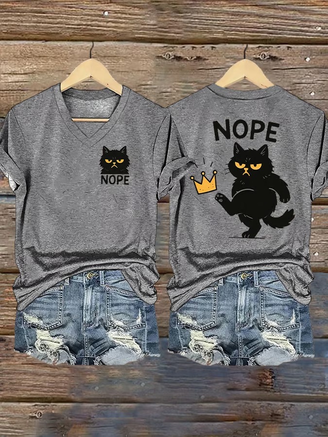 Women's No Kings In America Cat Crown Graphic Tee