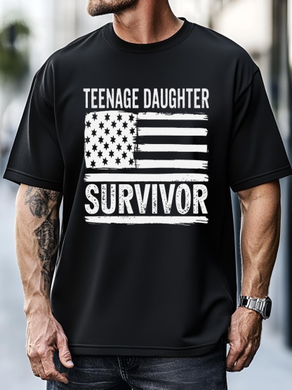 Unisex Teenage Daughter Survivor Vintage Dad Mom FatherS Day T-Shirt