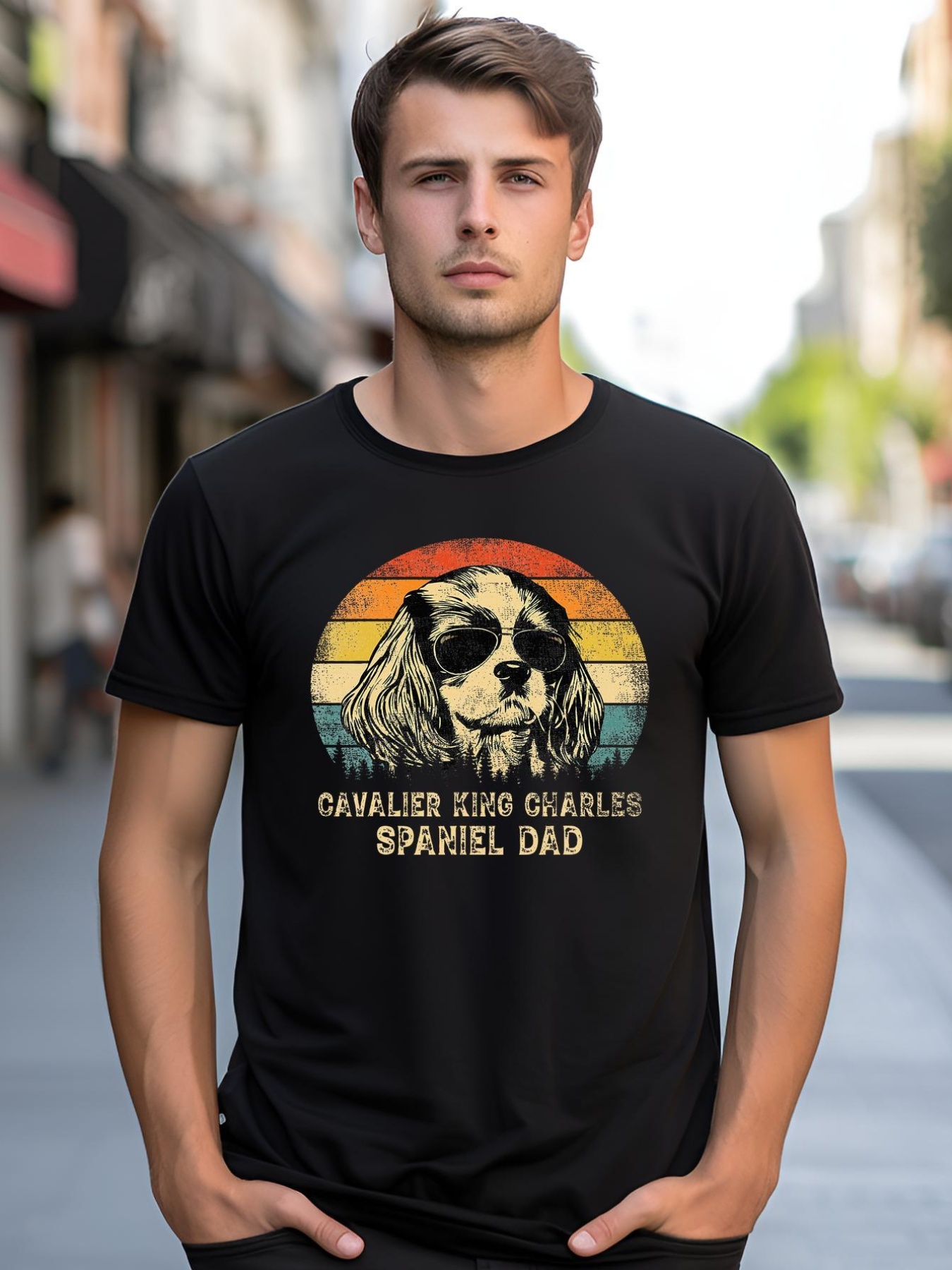 Unisex Vintage Cavalier King Charles Spaniel Dad Dog FatherS Day shirt  Graphic Tee