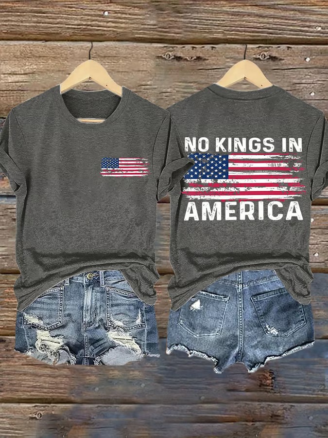 Women's Retro American Flag Printed Graphic Tee