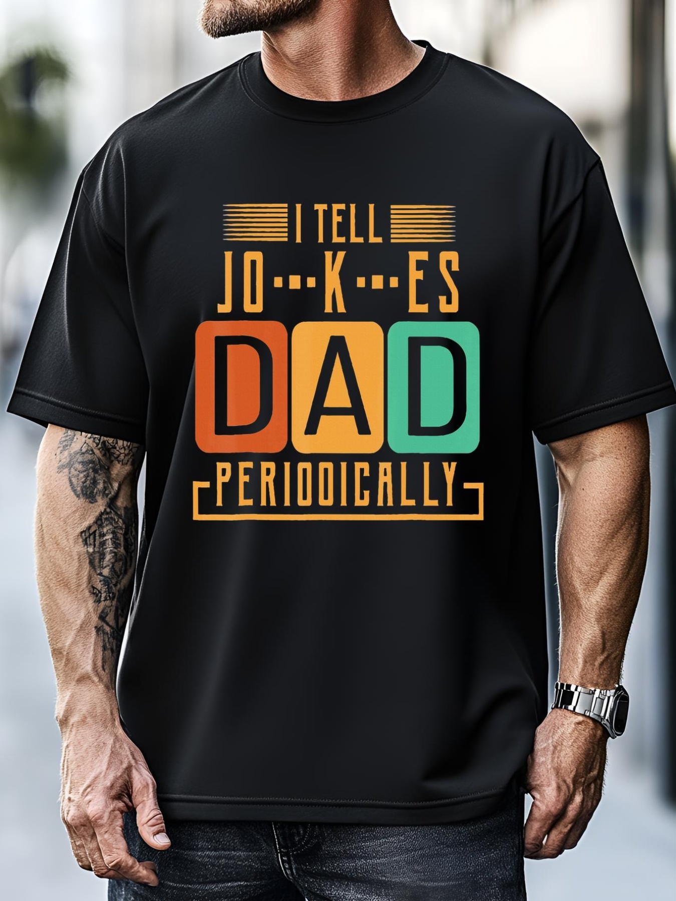 Unisex I Tell Dad Jokes Periodically Funny Fathers Day Chemical T-Shirt