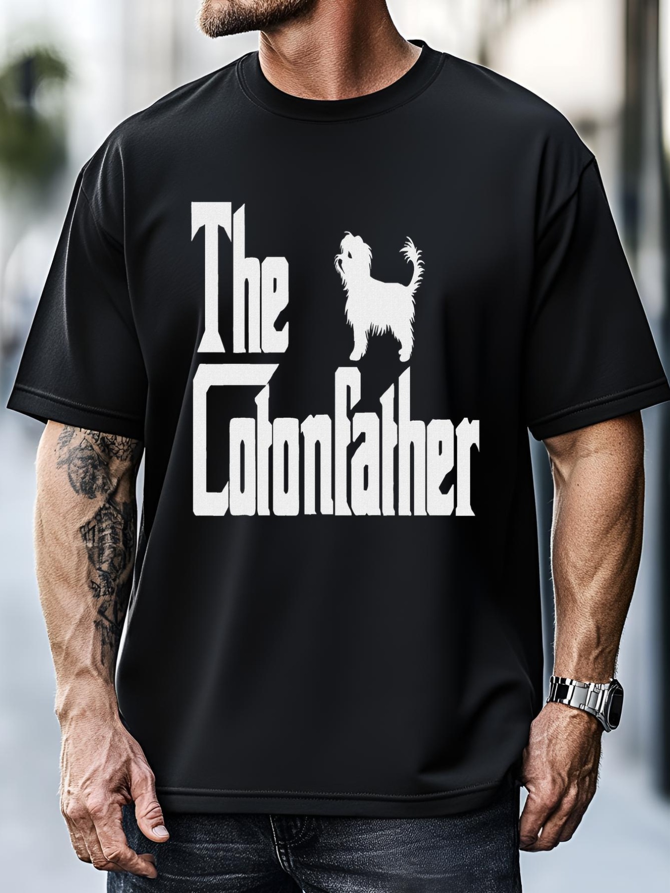Unisex The Cotonfather Funny Coton De Tulear Dog Dad T-Shirt