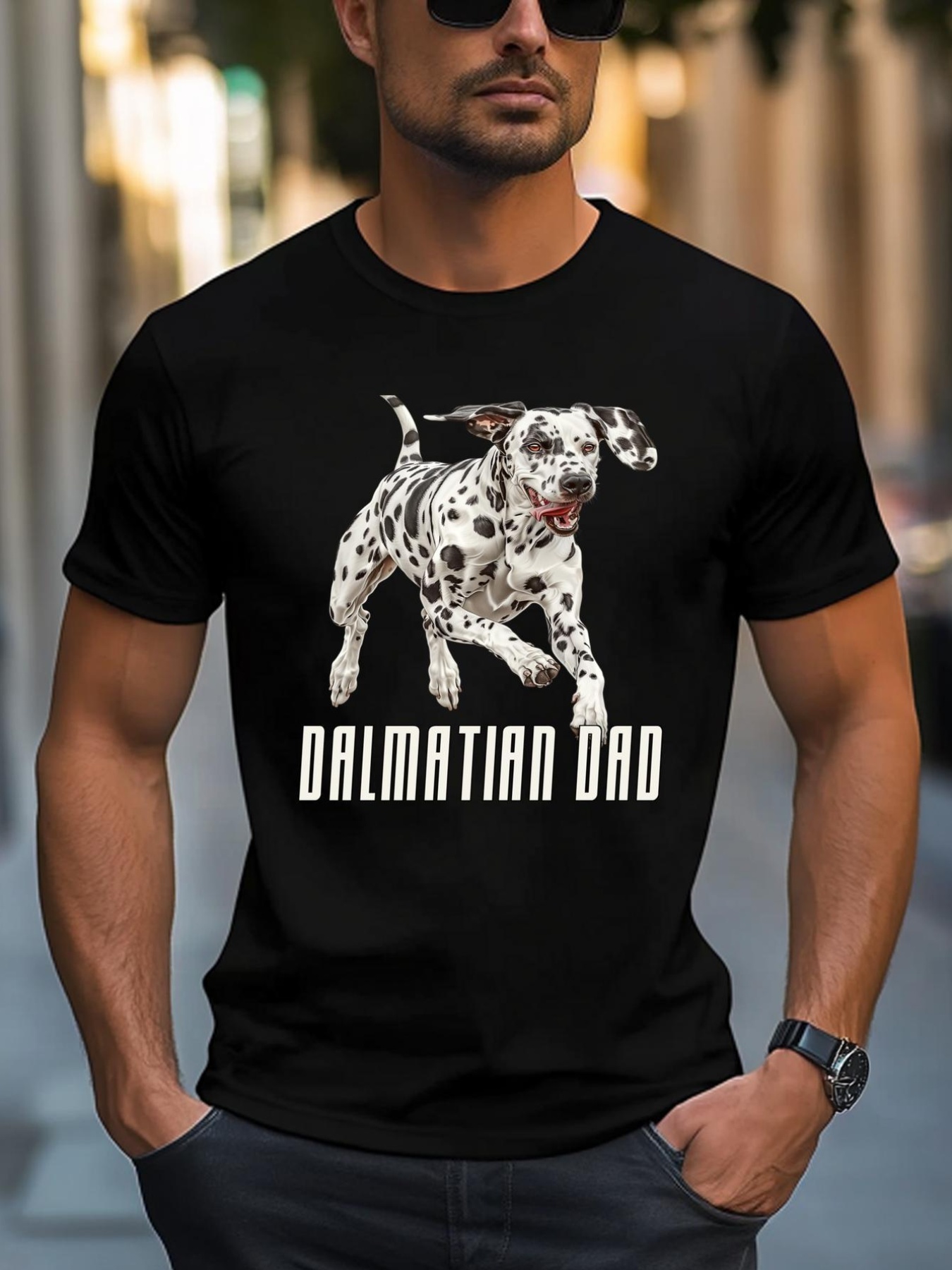 Unisex Dalmatian Dad Father Parent Dal Dog Running Cute Adorable Cute Gift T-Shirt