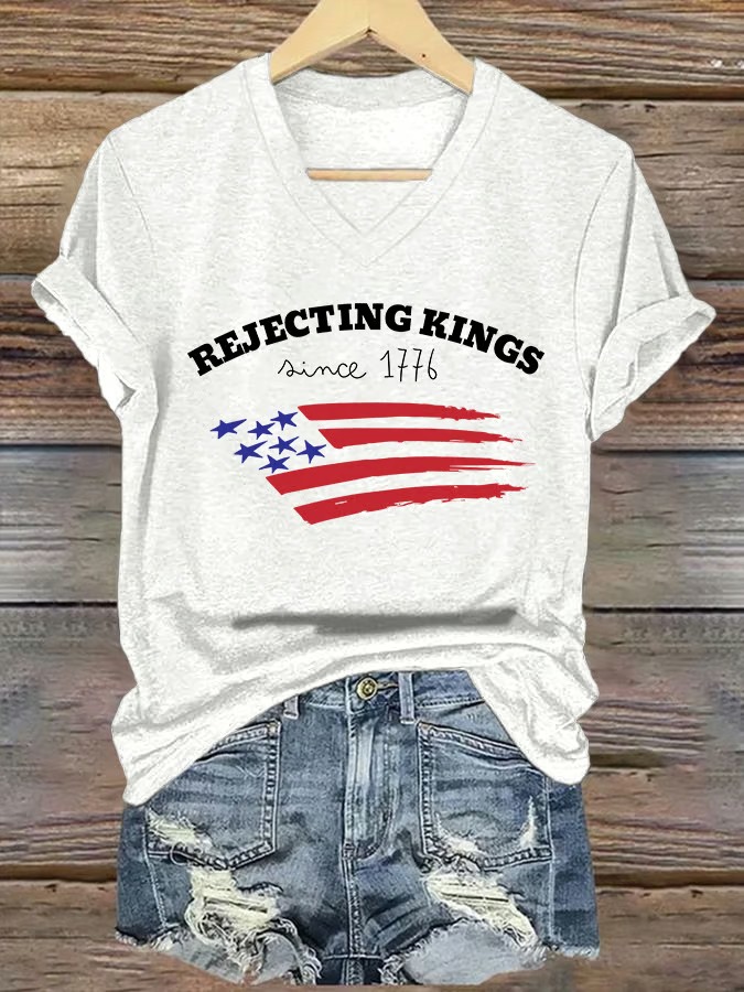Women's Casual Fashion American Flag Printed Graphic Tee