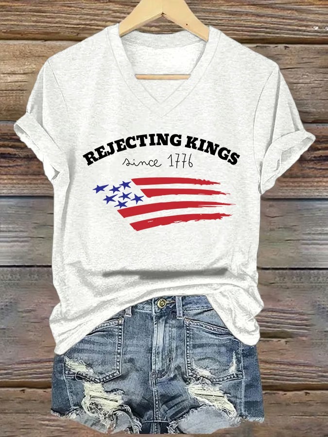 Women's Casual Fashion American Flag Printed Graphic Tee
