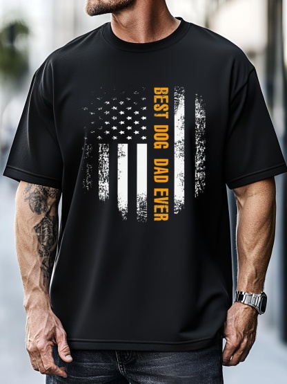Unisex Best Dog Dad Ever American Flag FatherS Day Gift T-Shirt