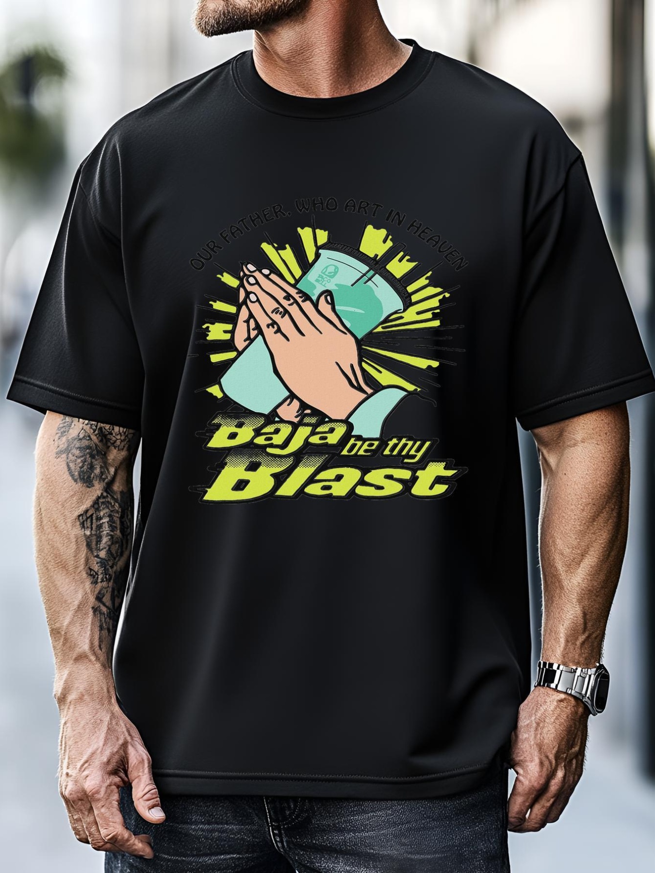 Unisex Our Father Who Art In Heaven Baja Be Thy Blast T-Shirt