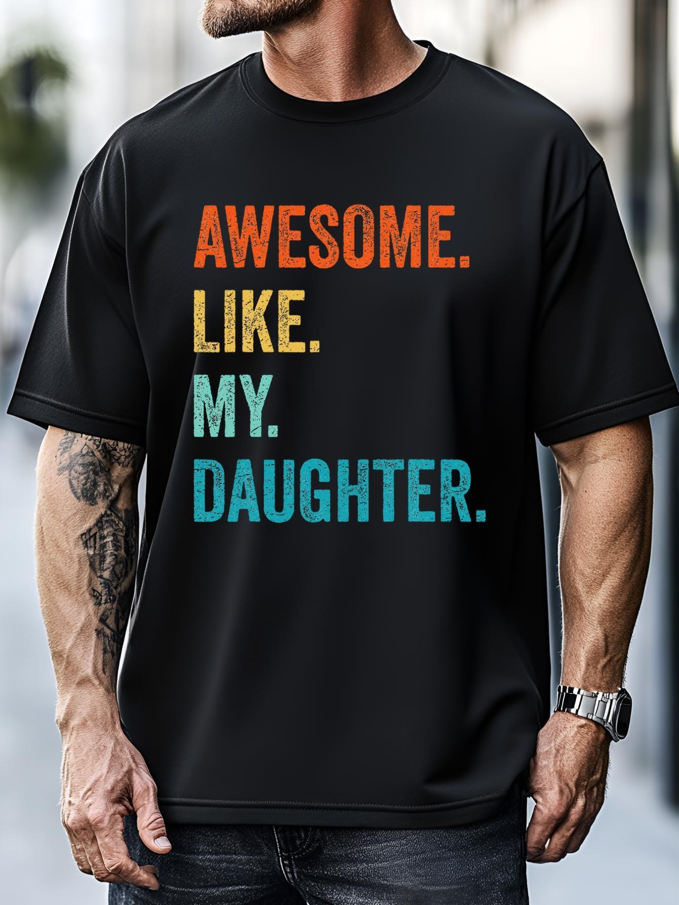 Unisex Funny Dad Awesome Like My Daughter Fathers Day Family Humor T-Shirt