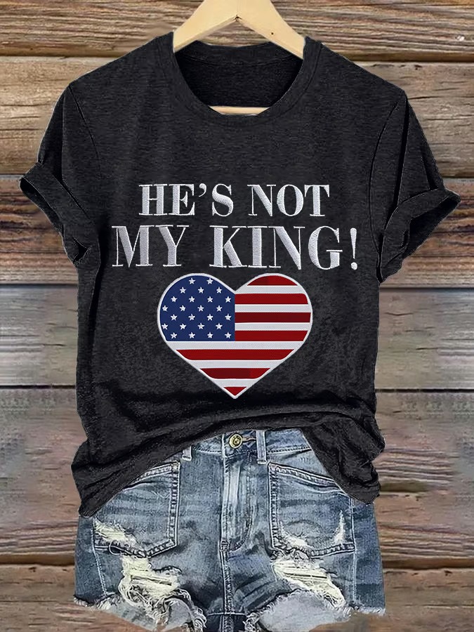 Women's Heart Shape American Flag Printed Graphic Tee