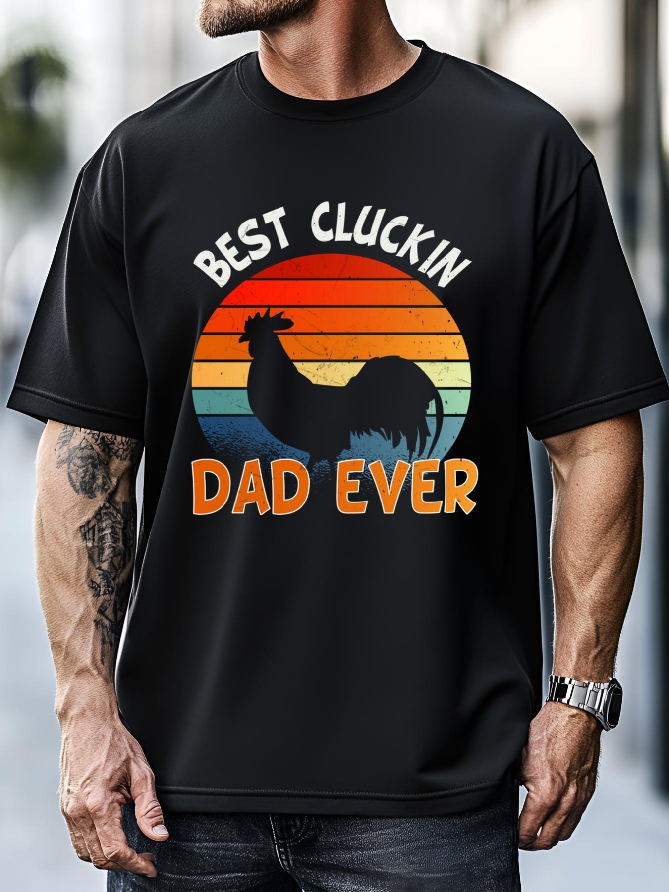Unisex Best Cluckin Dad Ever Chicken Cool Funny Rooster Father Day Great Gift T-Shirt