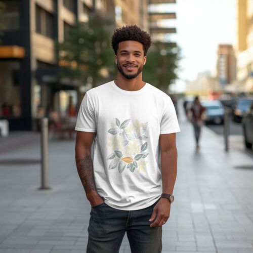 Men's Floral Printed 100% Cotton T-Shirt-pod4team