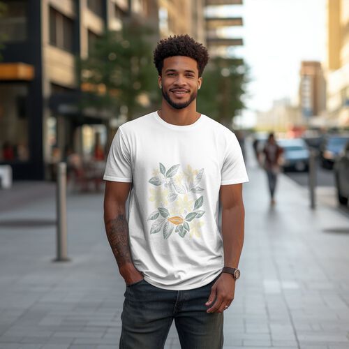 Men's Floral Printed 100% Cotton T-Shirt-pod4team
