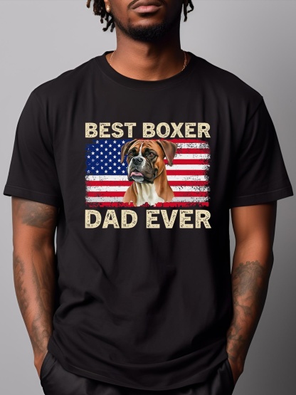 Unisex Best Boxer Dad Ever Usa American Flag FatherS Day Dog Lover T-Shirt