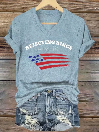 Women's Casual Fashion American Flag Printed Graphic Tee