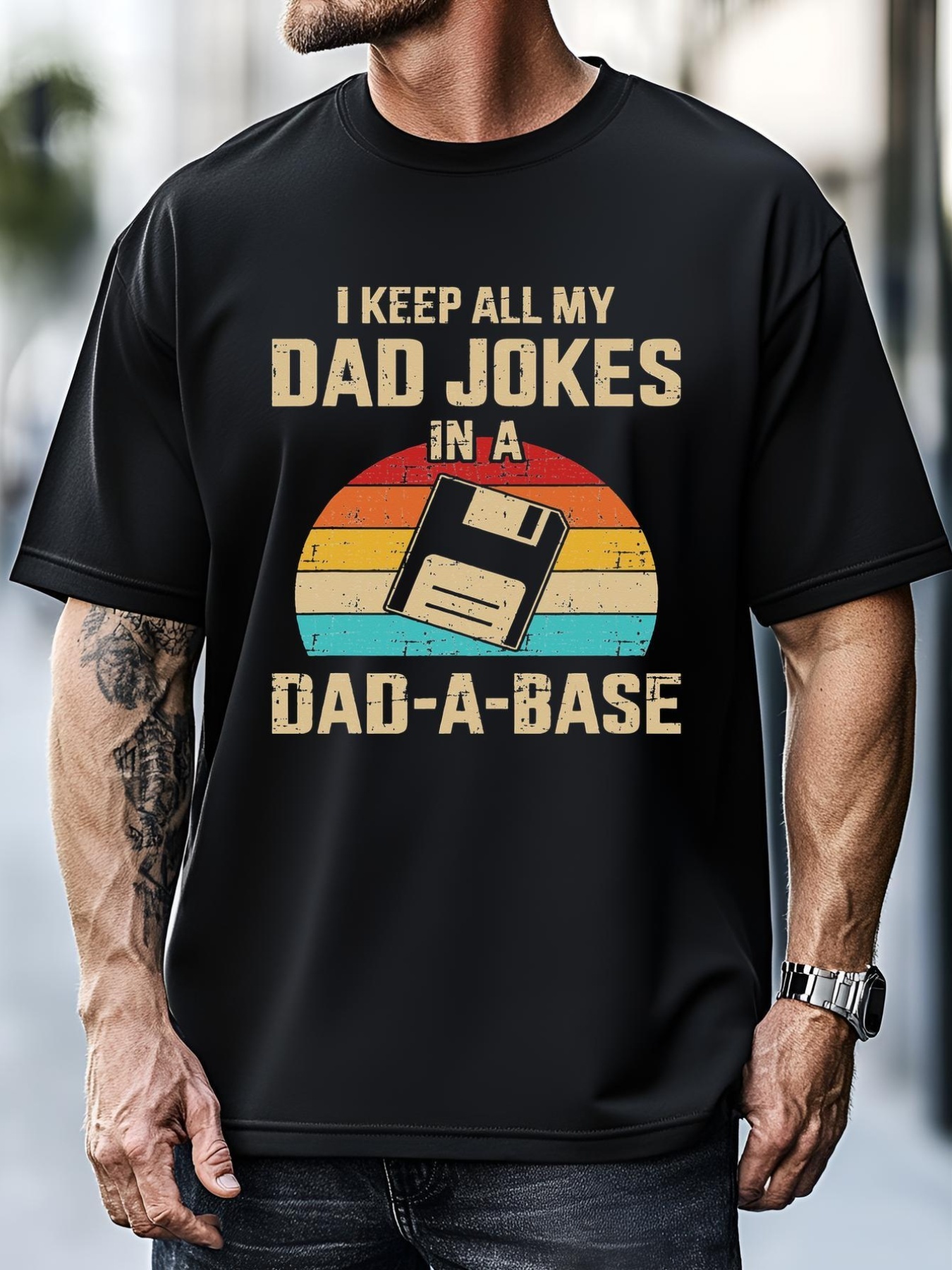 Unisex Funny Dad Jokes In Dadabase Vintage For Fathers Day T-Shirt