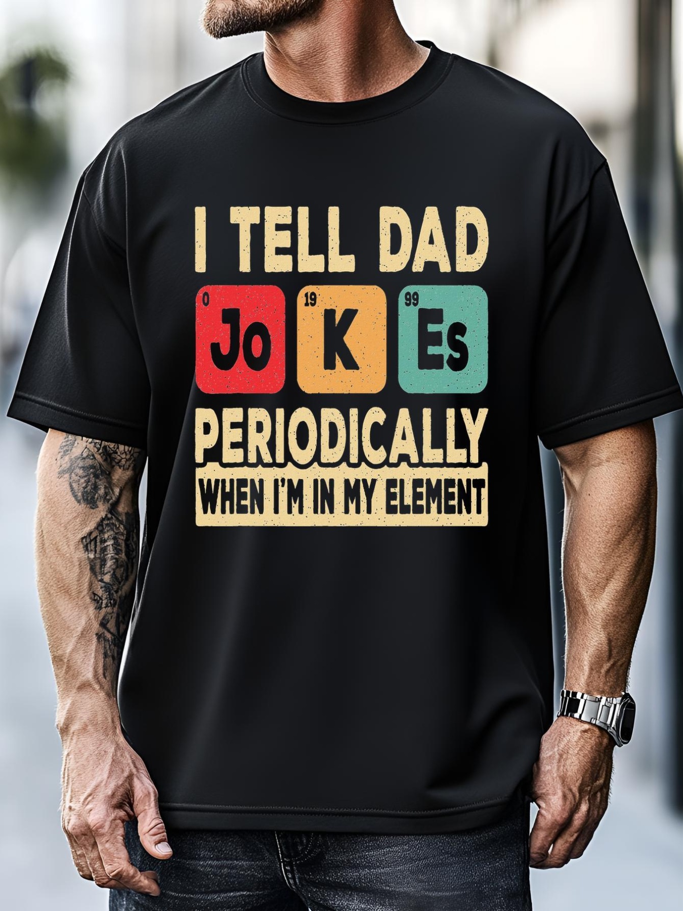 Unisex I Tell Dad Jokes Periodically Retro Papa Daddy Fathers Day T-Shirt