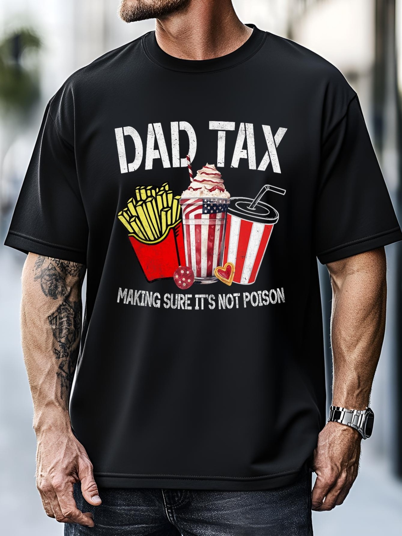 Unisex Dad Tax Making Sure Its Not Poison_ Funny Fathers Day Retro T-Shirt