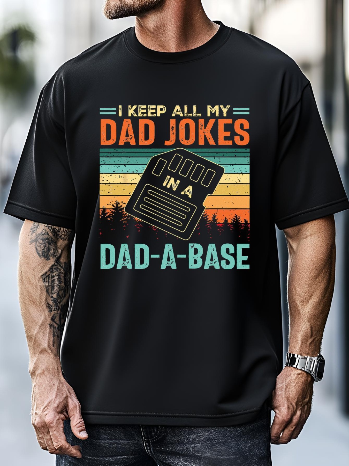 Unisex I Keep All My Dad Jokes In A DadABase Fathers Day Gift T-Shirt