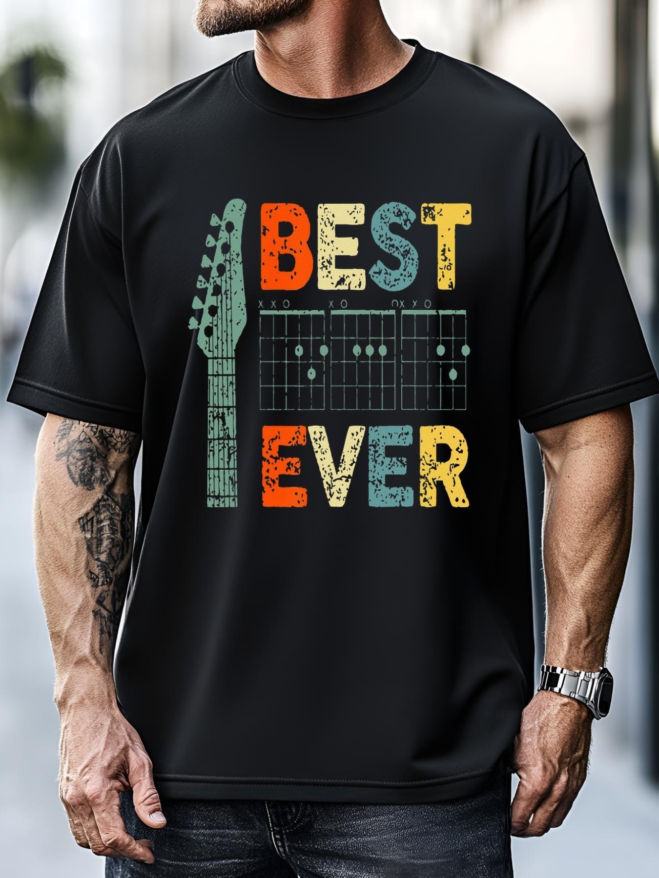 Unisex Best Guitar Dad Ever Chords Guitar Fathers Day Dad T-Shirt