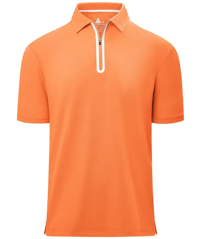 Men's 1/4 Zipper Solid Color Golf Polo Shirt