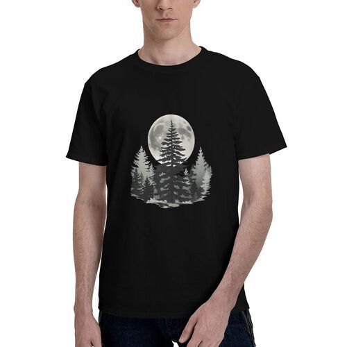 Men's Full Moon On Forest 100% Cotton T-Shirt-pod4team