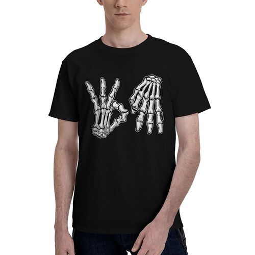 Men's Skeleton Hand Printed 100% Cotton T-Shirt-pod4team