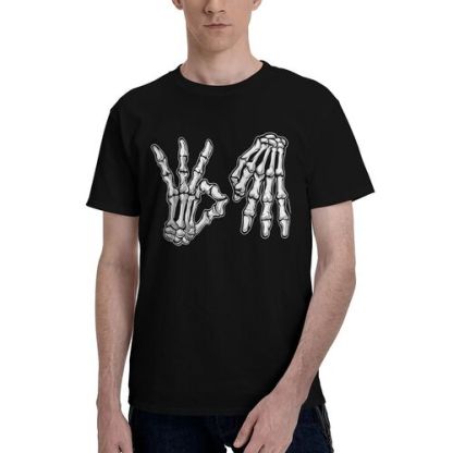 Men's Skeleton Hand Printed 100% Cotton T-Shirt-pod4team